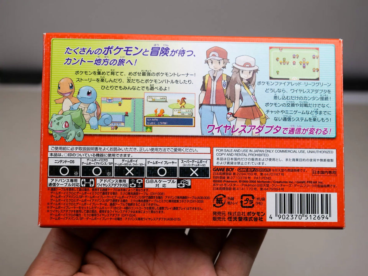 120926-toy-11 GBA game, Pokemon, Fire Red, original genuine, color as pictured, reprint box said full, good state, cartridge chip memory, normal function, free shipping transparent protection box.