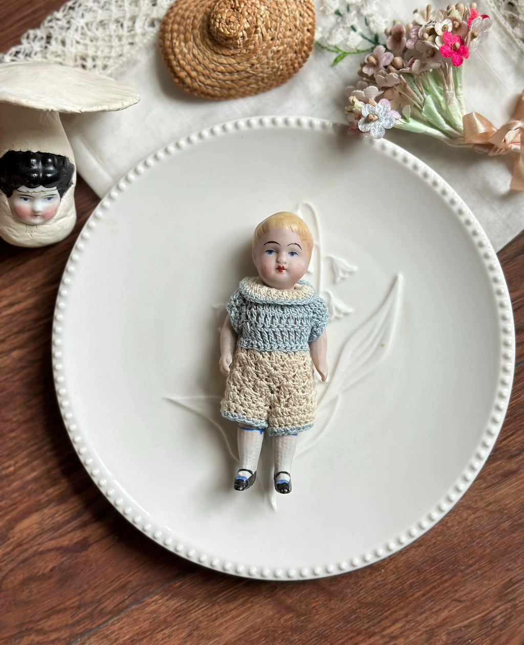 040926-doll-268 Antique thick soup full porcelain blonde angel boy