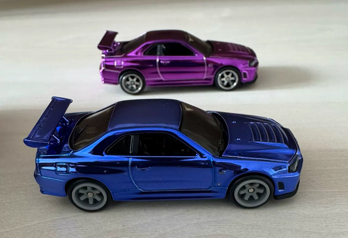 300926-toy-36 Hot Wheels RLC Nissan gtr R34 1/64 alloy model Classic electroplated blue purple colo