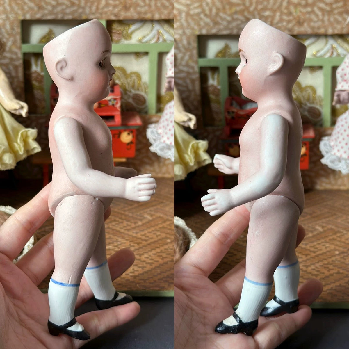 040926-doll-34 Kenster 257 Antique German Soup Doll Kestner Full Porcelain Articulated Miniature Dollhouse Puppet