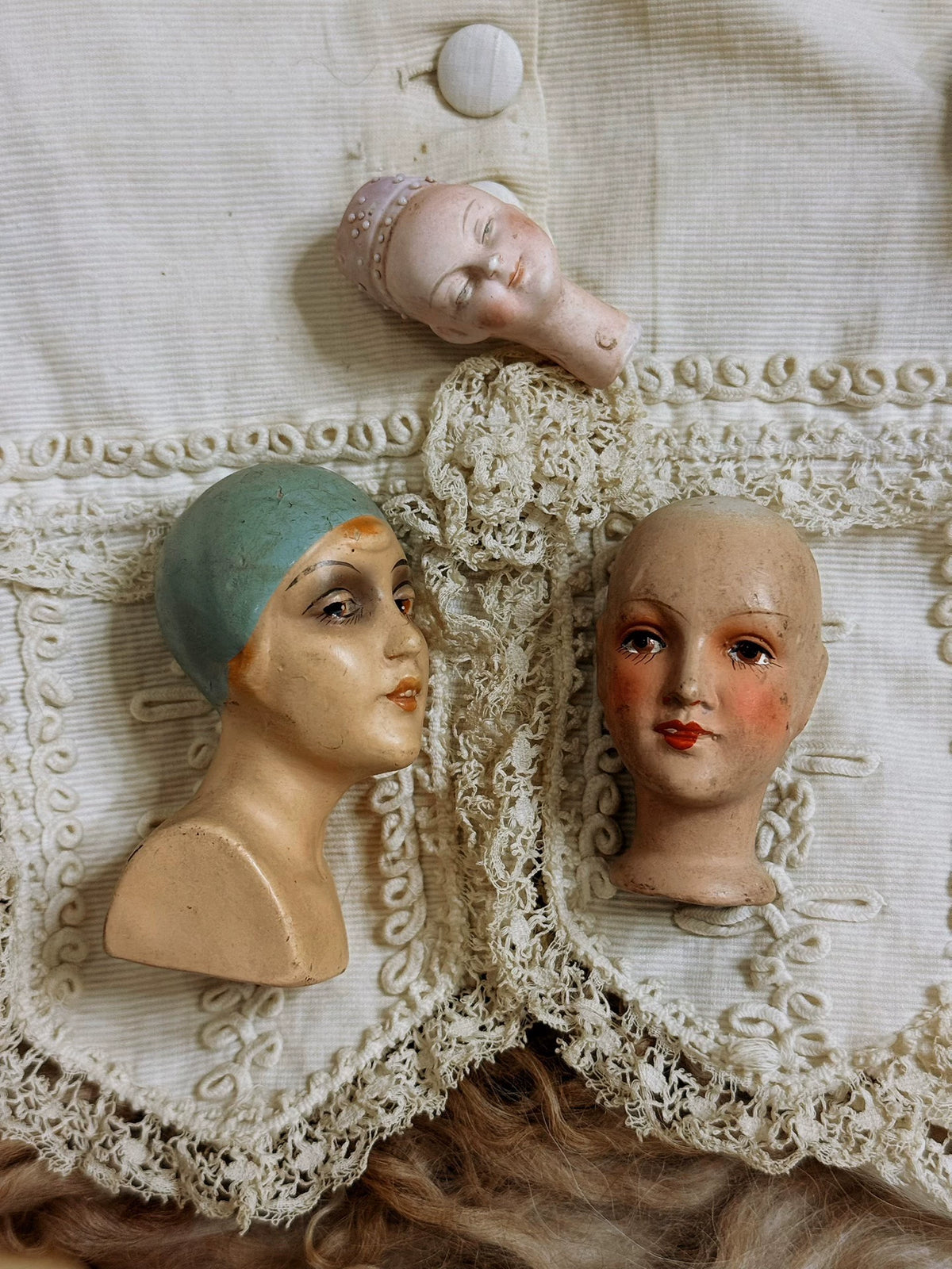 300926-toy-22 French Boudoir Doll Head Western Antique Remnant