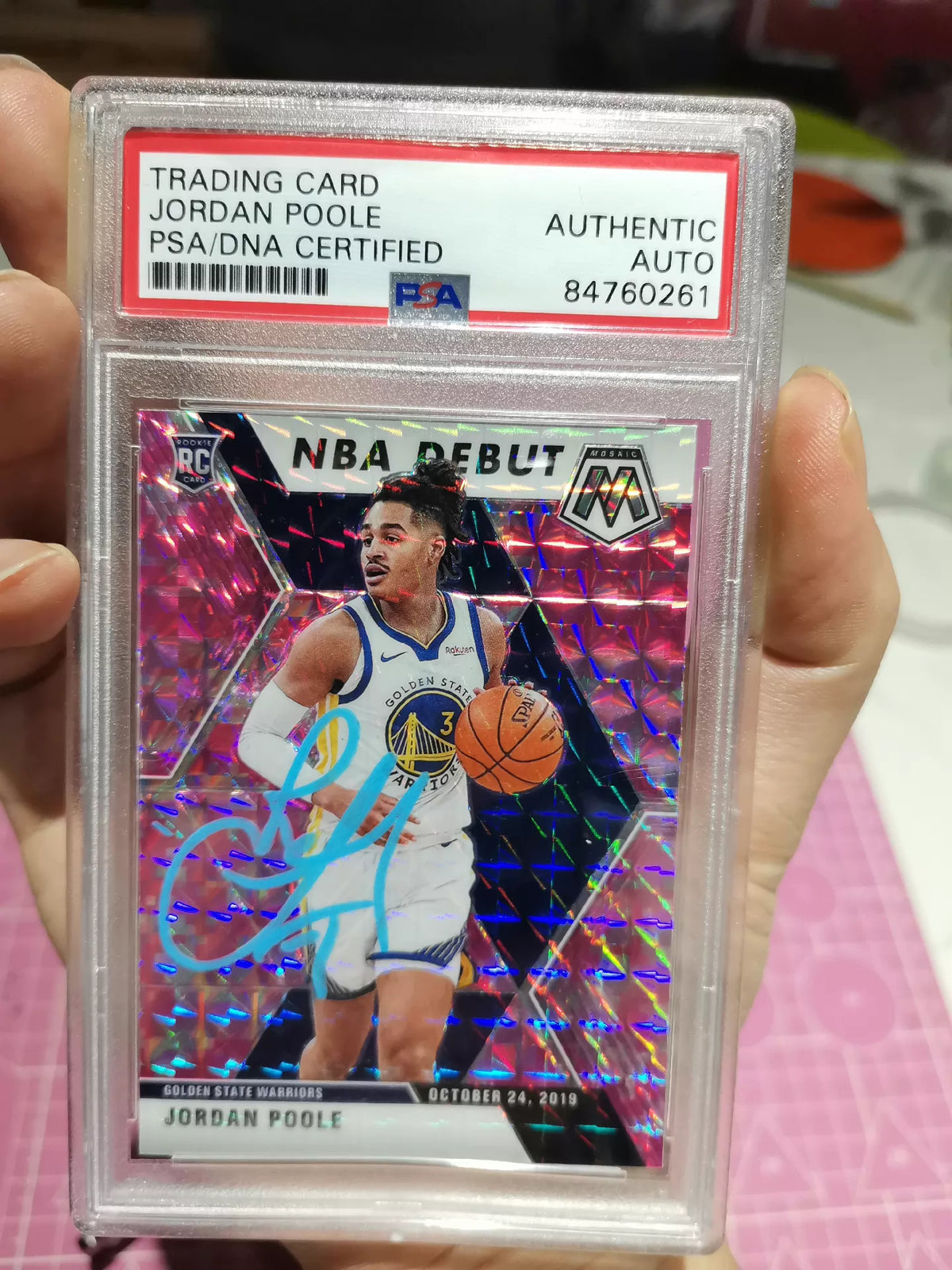 121026-toy-10 NBA Jordan Poole Signed Star Card Mosaic Blue Pencil Psa Certified