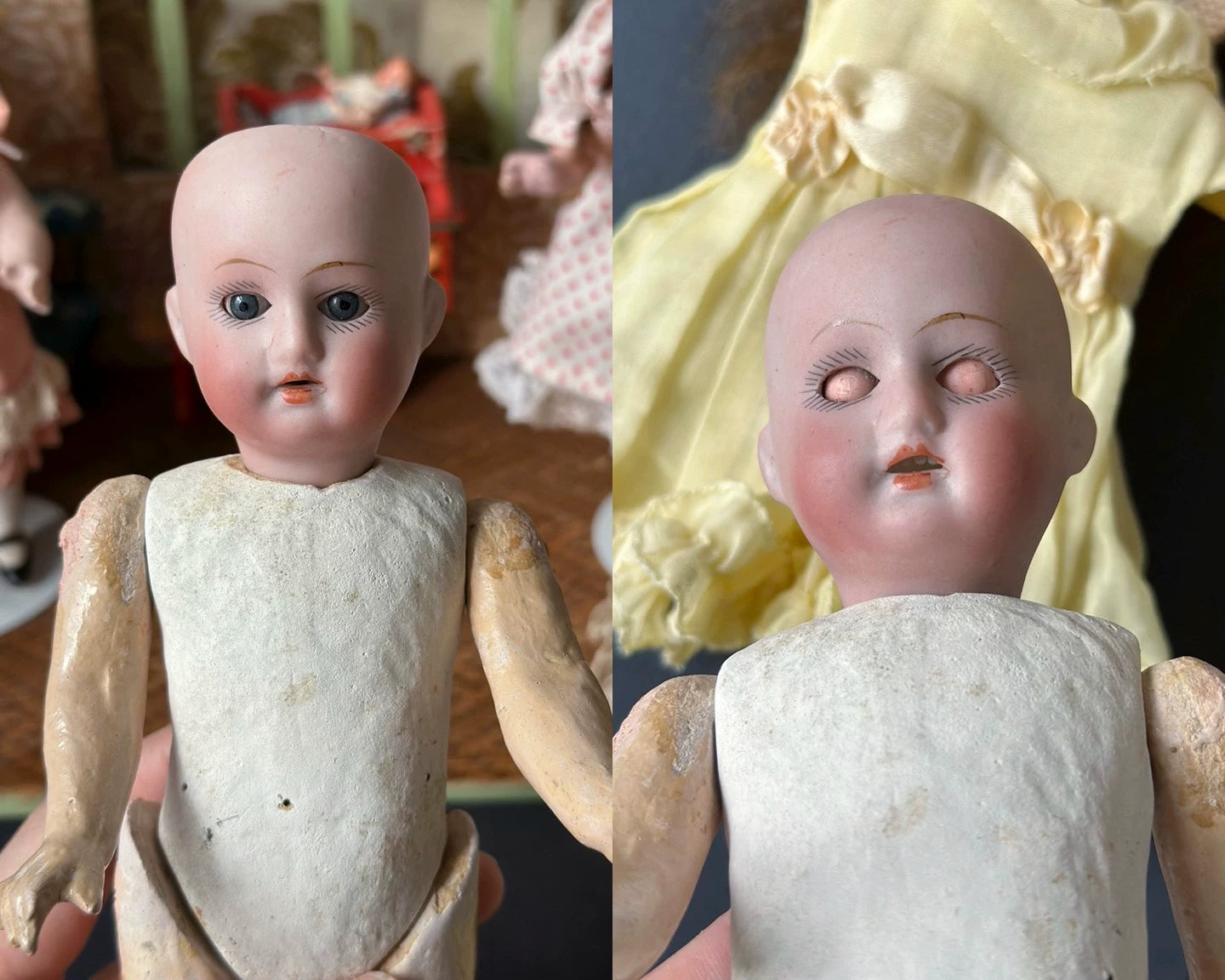 040926-doll-233 Antique Doll German Soup Porcelain Head Five Joints Mini Small