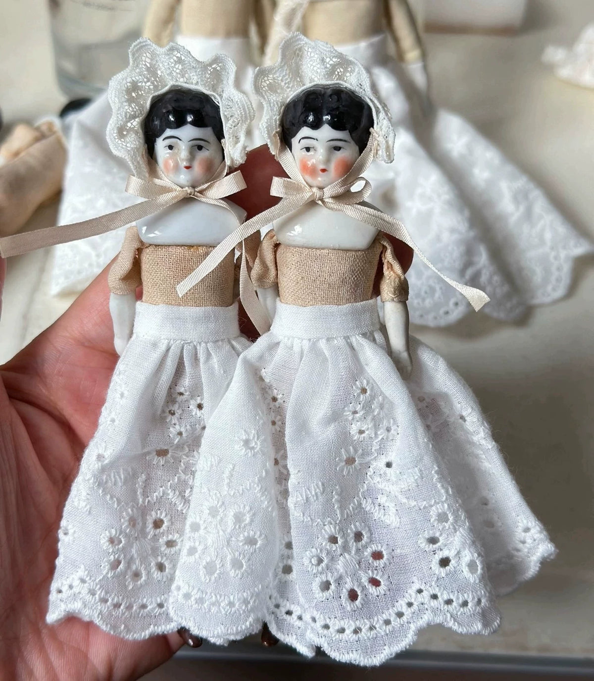 040926-doll-295 antique german mini porcelain head doll china doll puppet
