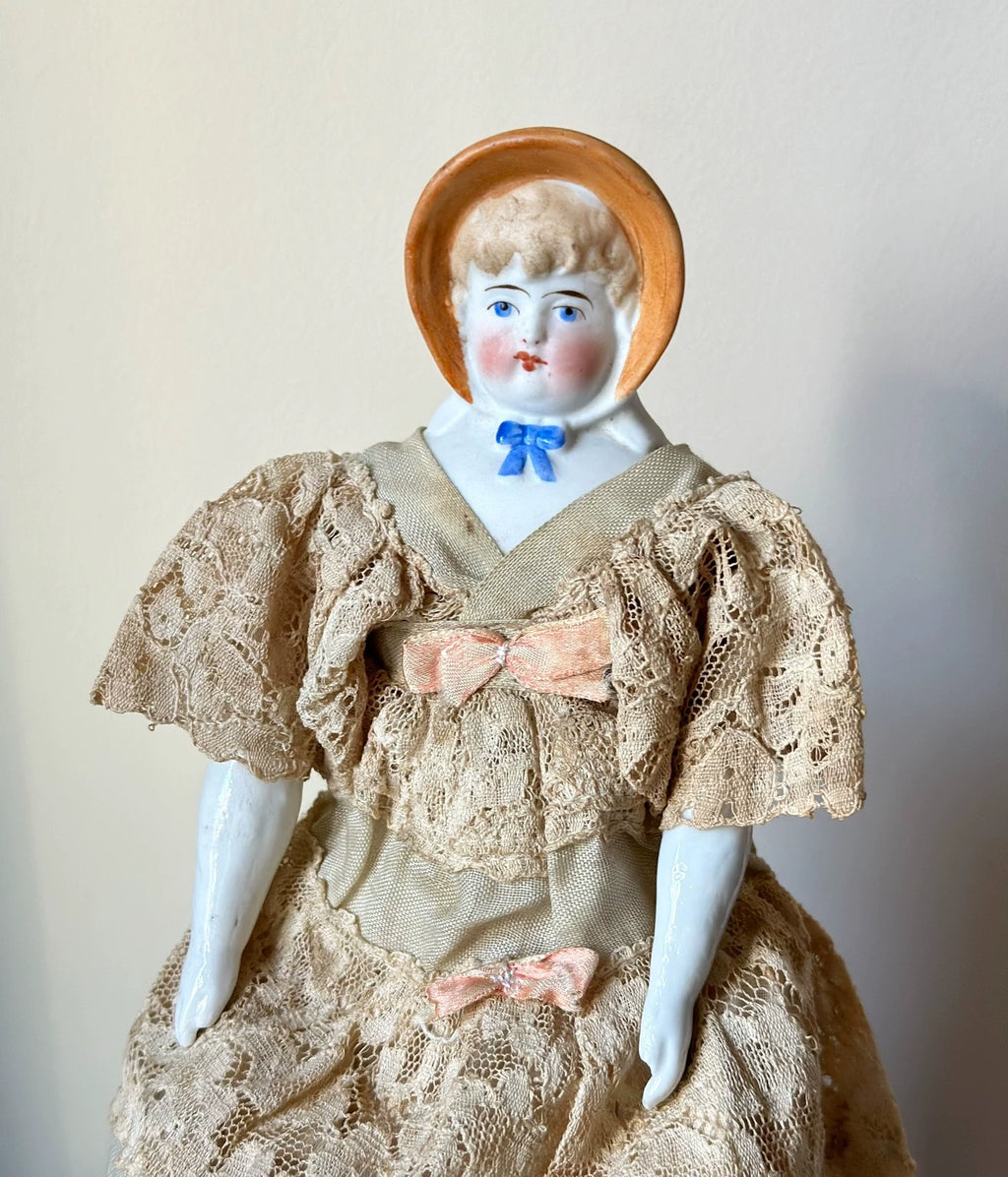 040926-doll-2 Antique German Porcelain Head Doll China Doll Blonde Parian Plain Porcelain Doll
