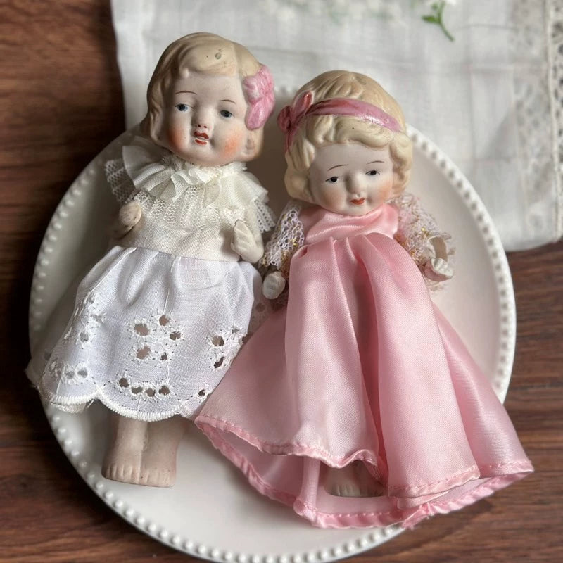 040926-doll-253 vintage Showa Charlotte Wavy Head Full Porcelain Frozen Leg Doll Made in Japan