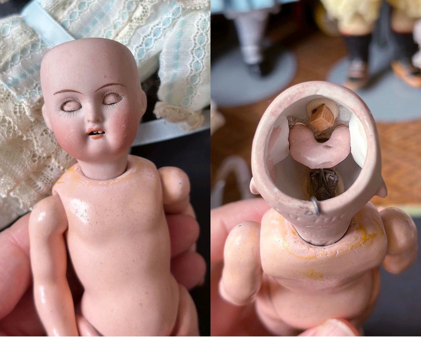 040926-doll-222 Antique doll German KR thick soup porcelain head five joints mini small size