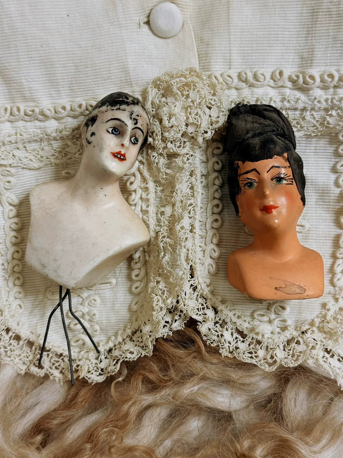 300926-toy-22 French Boudoir Doll Head Western Antique Remnant