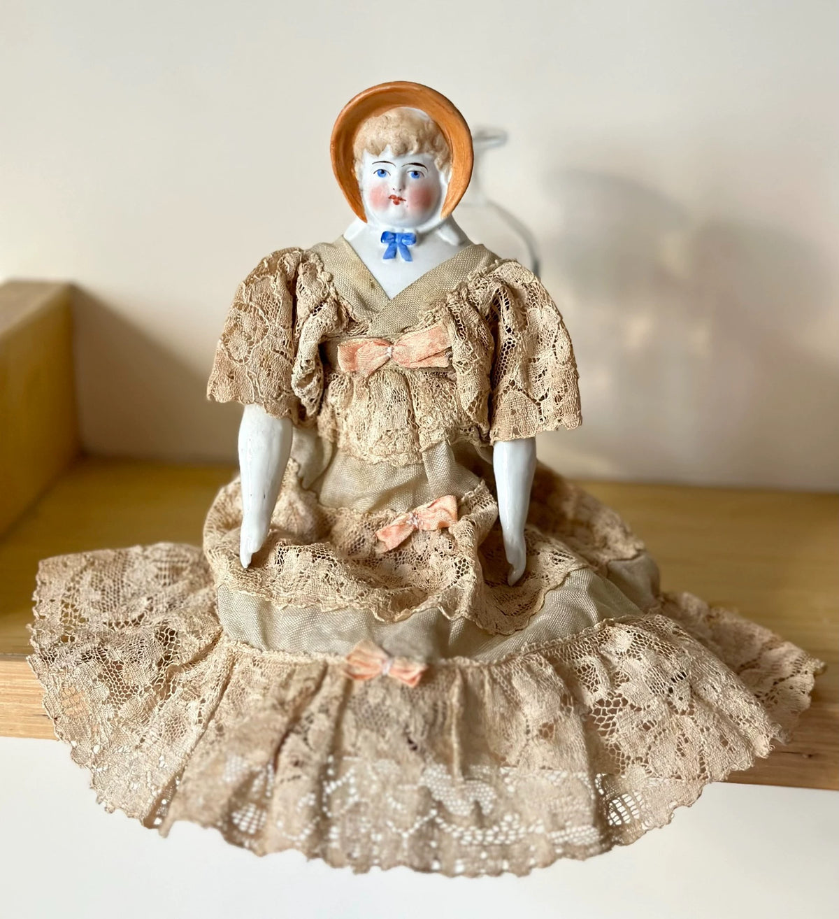 040926-doll-2 Antique German Porcelain Head Doll China Doll Blonde Parian Plain Porcelain Doll