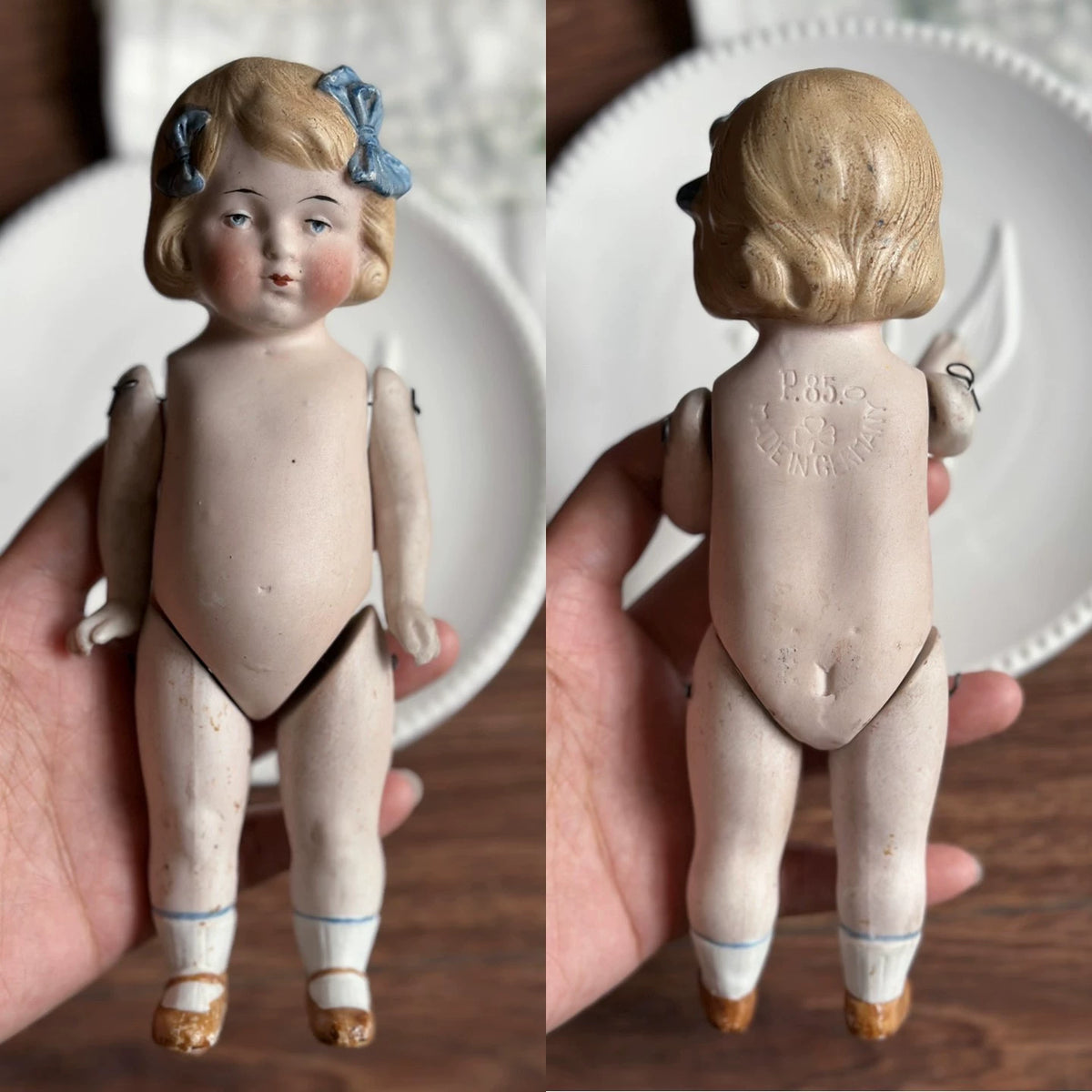 040926-doll-252 German Limbach Double Bow Girl Full Porcelain Doll