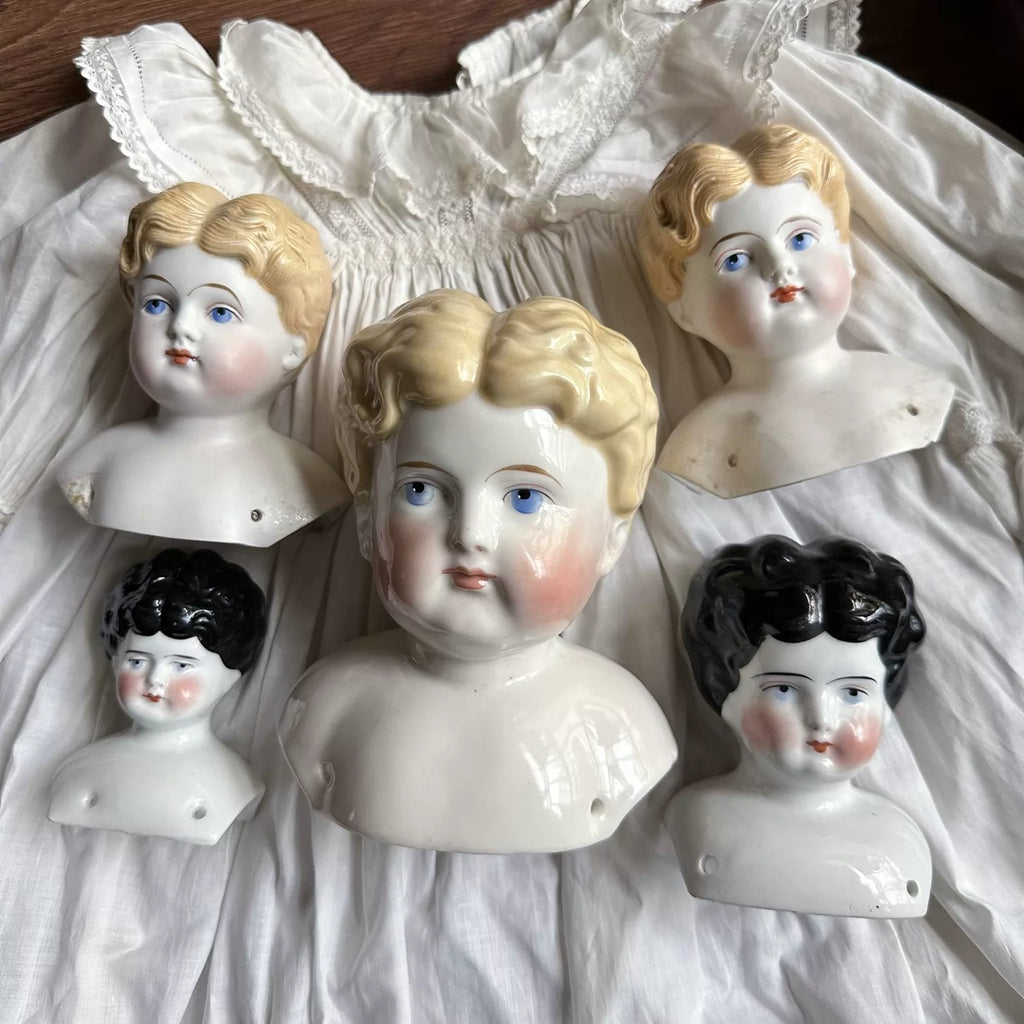 040926-doll-223 Antique German Parian Blonde Porcelain Head Doll China Doll