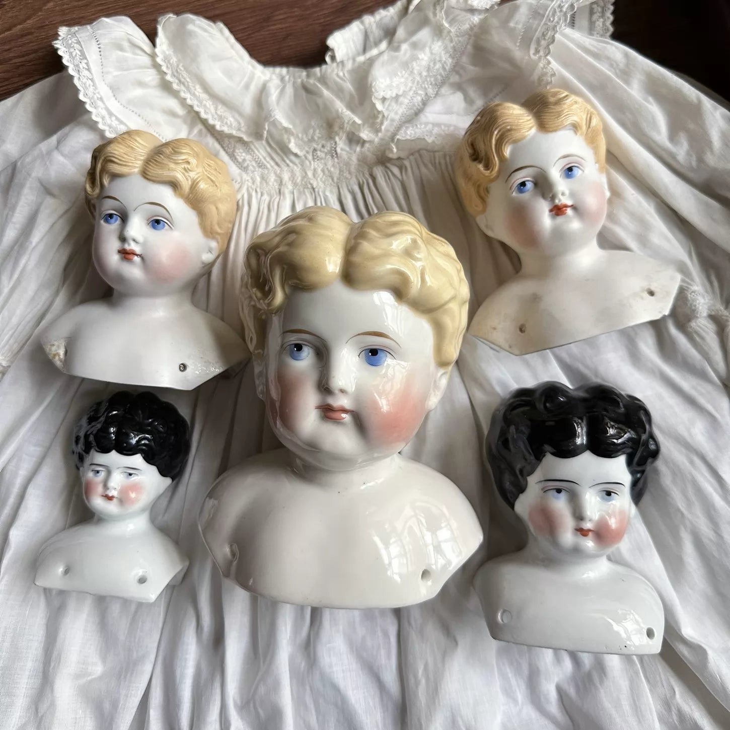 040926-doll-223 Antique German Parian Blonde Porcelain Head Doll China Doll