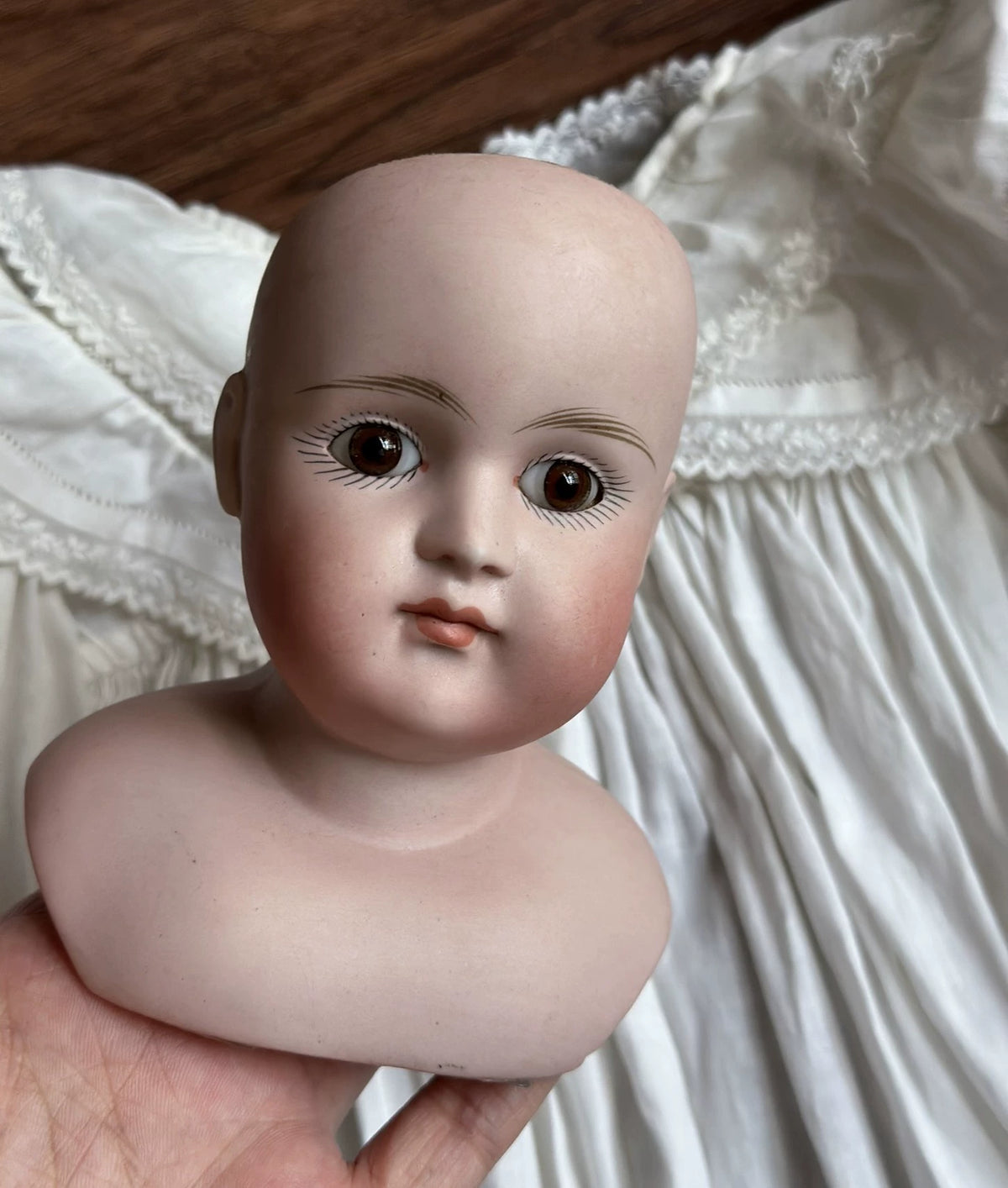 040926-doll-273 Antique German Thick Soup Head Doll Early Kenster Shut Up Kestner Ornaments