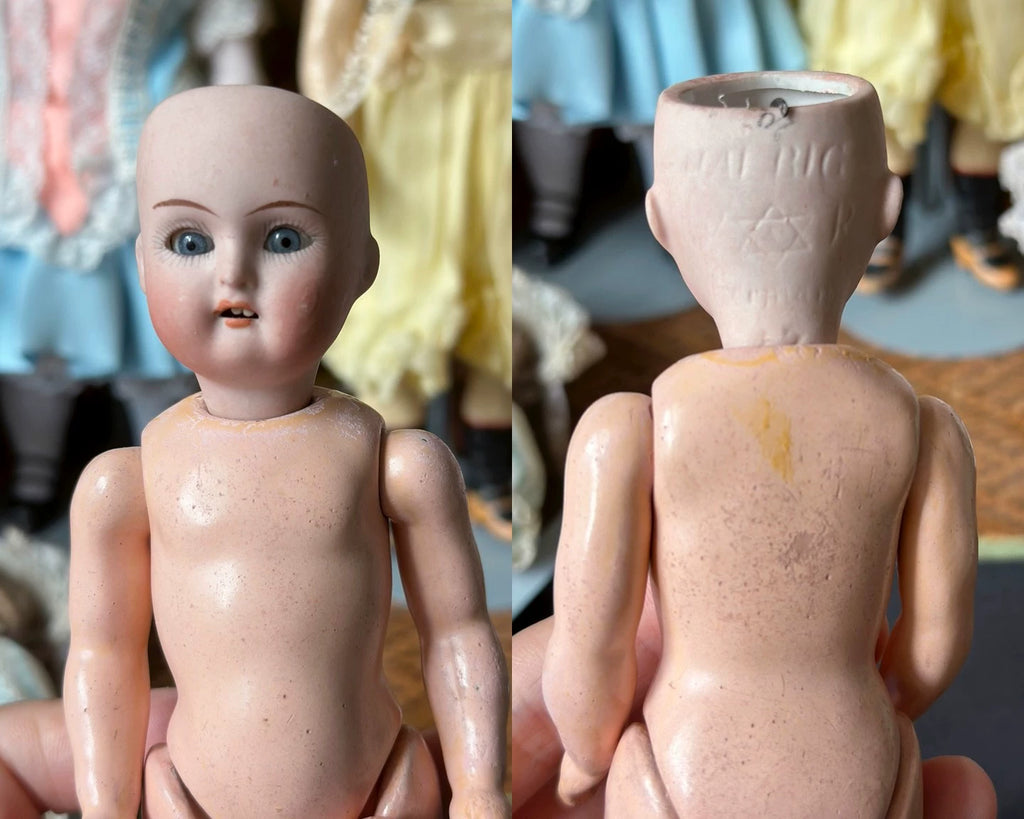 040926-doll-222 Antique doll German KR thick soup porcelain head five joints mini small size