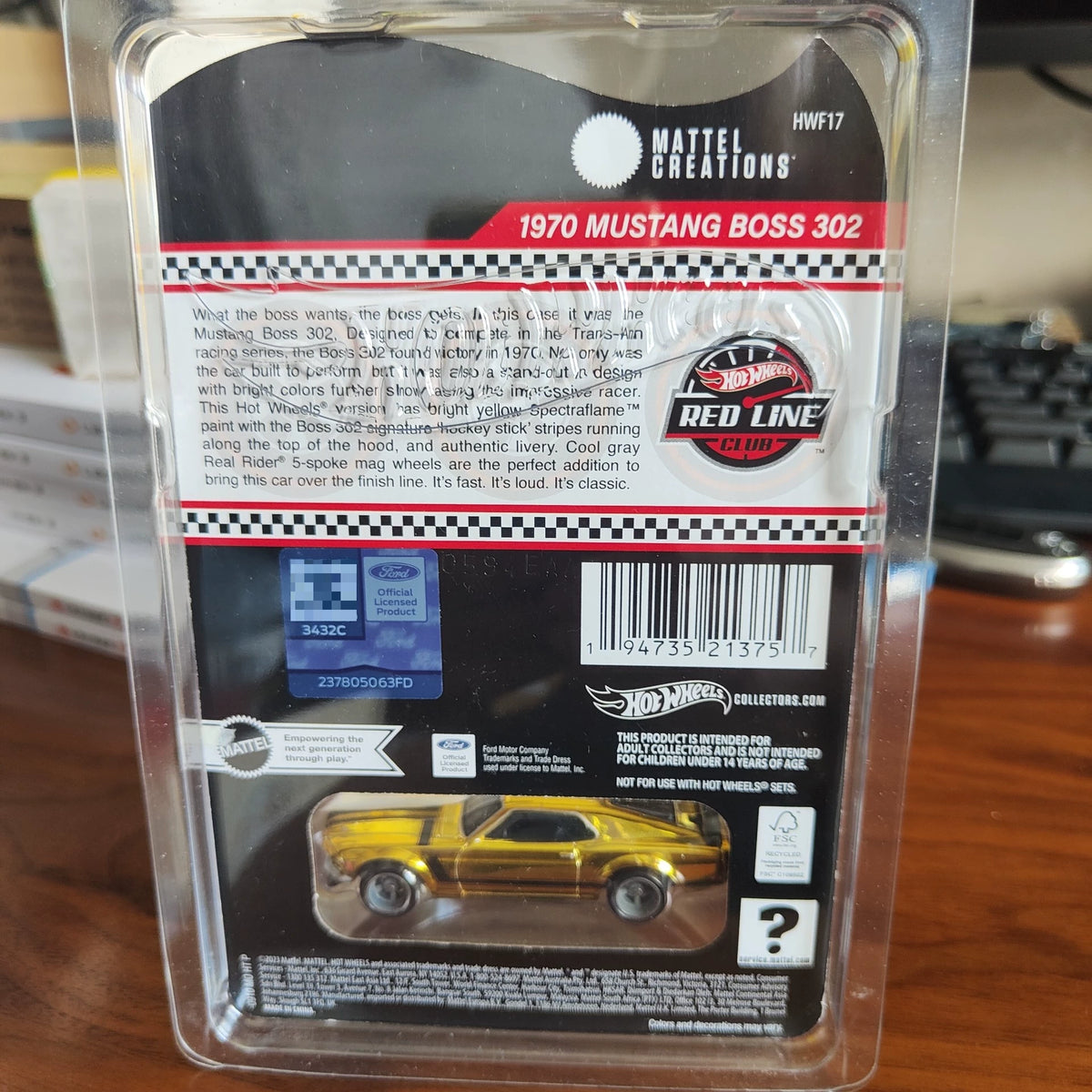 300926-toy-37 Hot Wheels RLC Ford Mustang BOSS302 1/64 Electroplated Gold