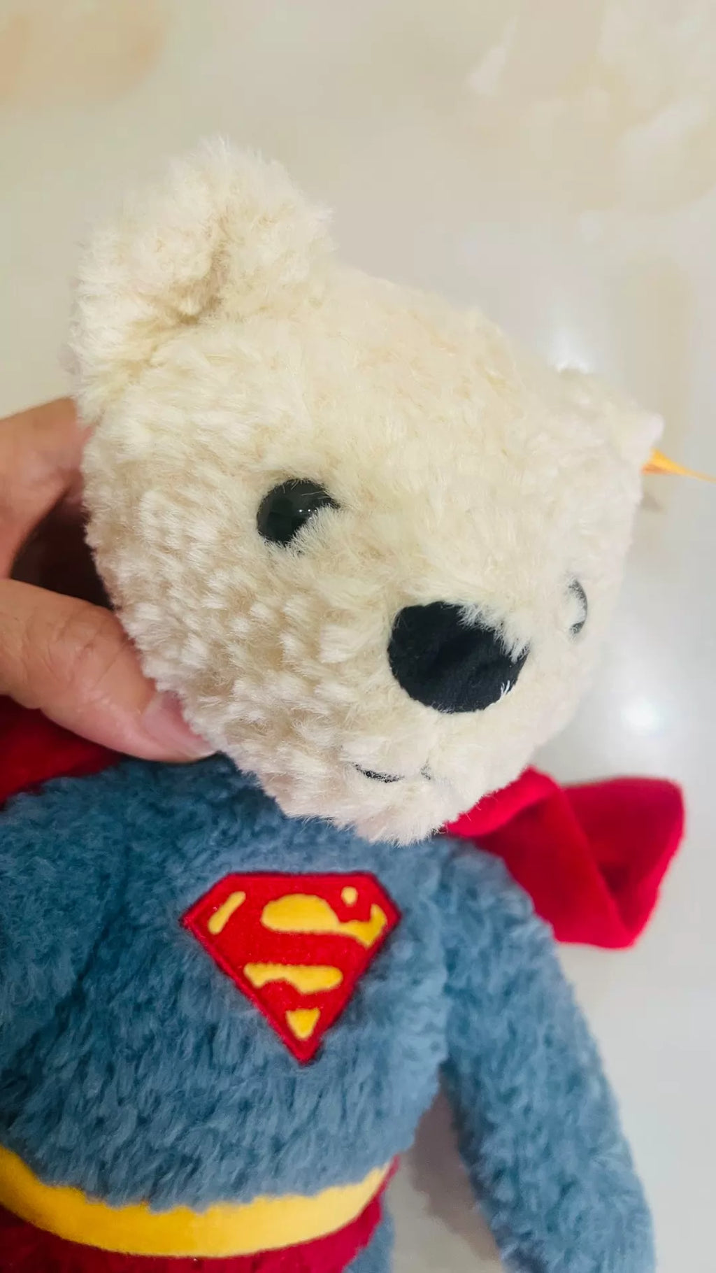 250926-toy-32 Steiff Brand DC Superman teddy bear 29cm complete with three labels hang tag With Box