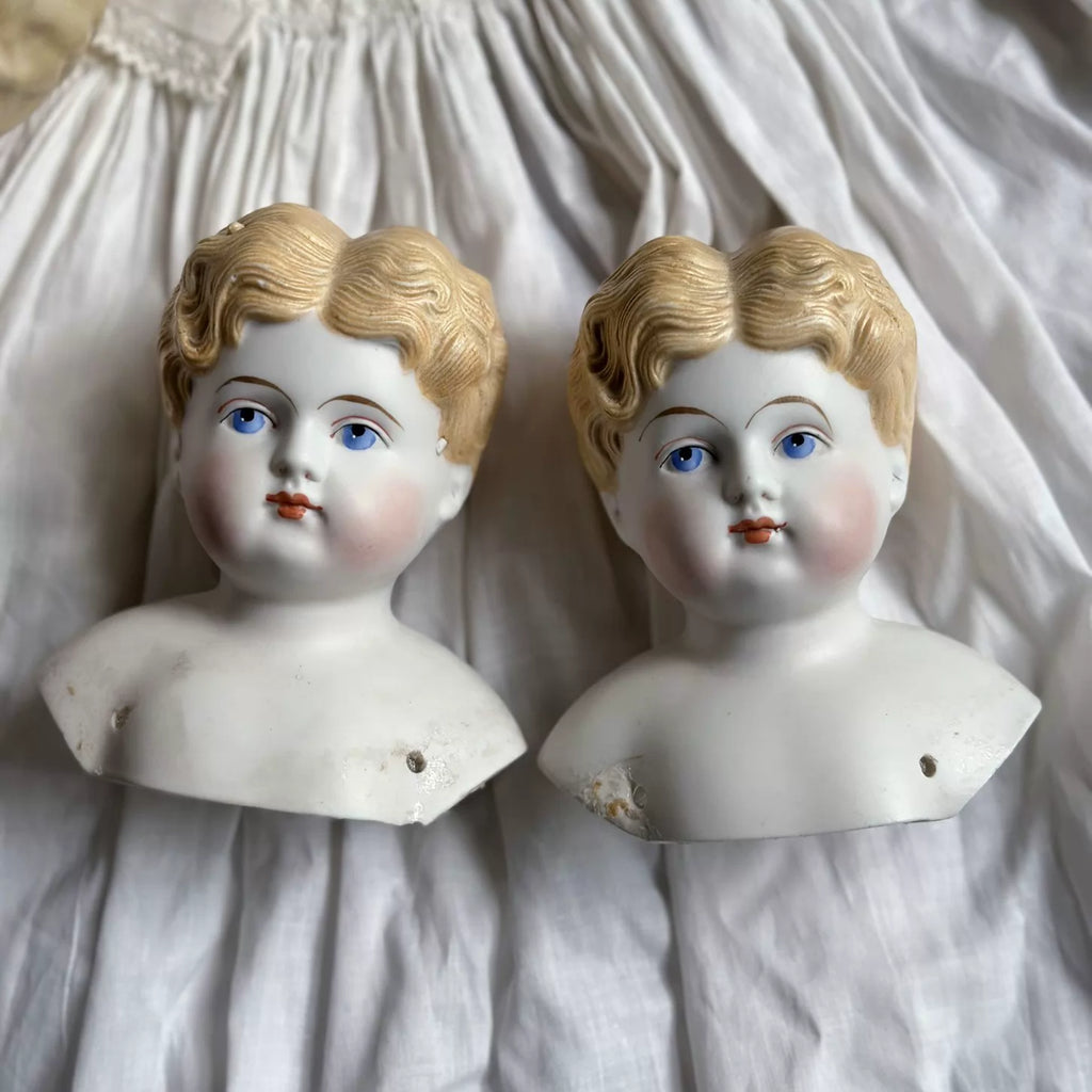 040926-doll-223 Antique German Parian Blonde Porcelain Head Doll China Doll