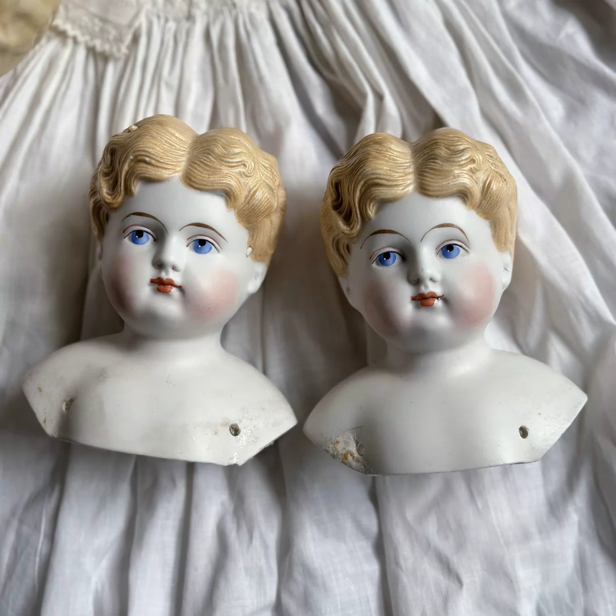 040926-doll-223 Antique German Parian Blonde Porcelain Head Doll China Doll