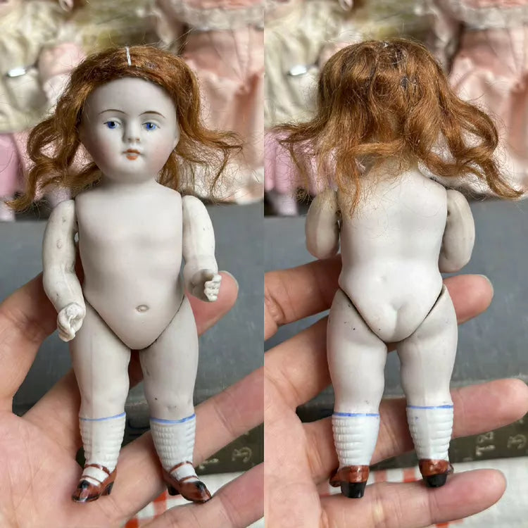 040926-doll-255 Kenster 720 Painted Eye Porcelain Doll Antique German Soup Doll Kestner Full Porcelain Articulated Body Mini Dollhouse Puppet