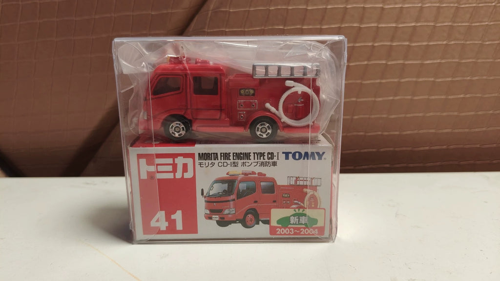 150926-toy-50 Tomica Tomica out-of-print red and white box old blue label new car sticker No. 41 Morita fire rescue vehicle Morita fire engine type CD-I