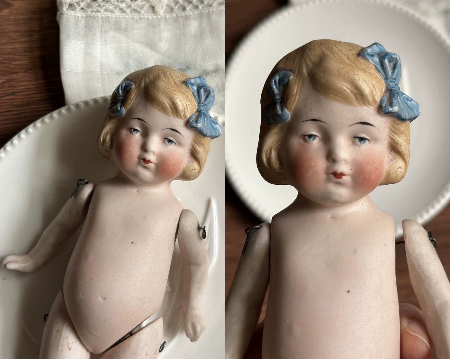 040926-doll-252 German Limbach Double Bow Girl Full Porcelain Doll