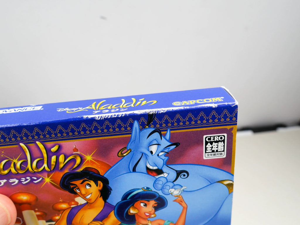 120926-toy-49 GBA game, magic lamp Aladdin, original genuine cassette, rare card, color as shown in the picture, box full, medieval fine, a little damage to the box, chip memory, normal function, transparent protective box included.