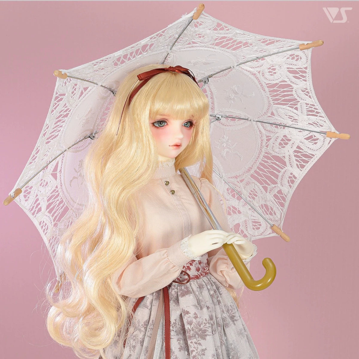 021026-toy-21 Volks Dollfie nostalgic lace parasol white black SD DD doll New