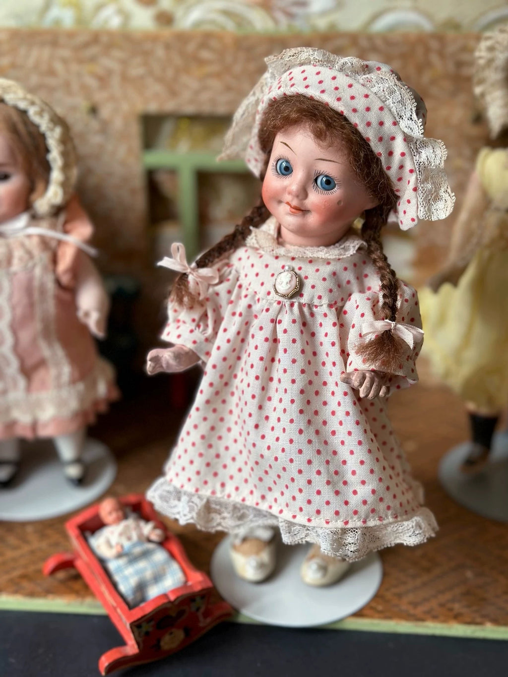040926-doll-94 Antique Doll Small Oblique 133 German Soup Porcelain Head Five Joints Body Dollhouse Cloth Puppet Doll