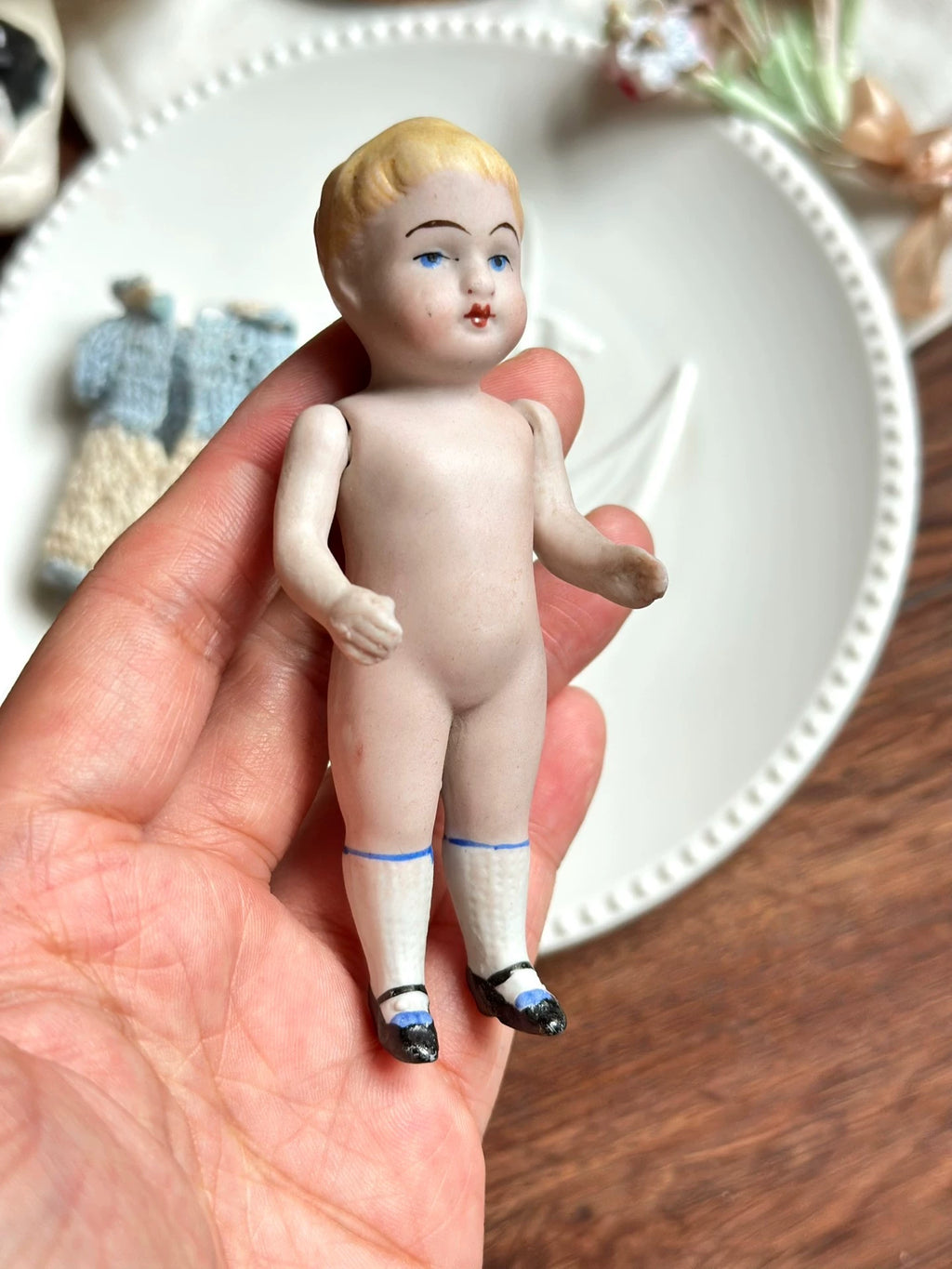 040926-doll-268 Antique thick soup full porcelain blonde angel boy