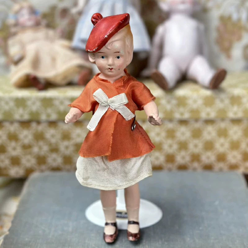 040926-doll-20 Limbach Double Bow Girl Archangel Boy Antique German Full Porcelain Articulated Body Mid Palm Treasure Puppet