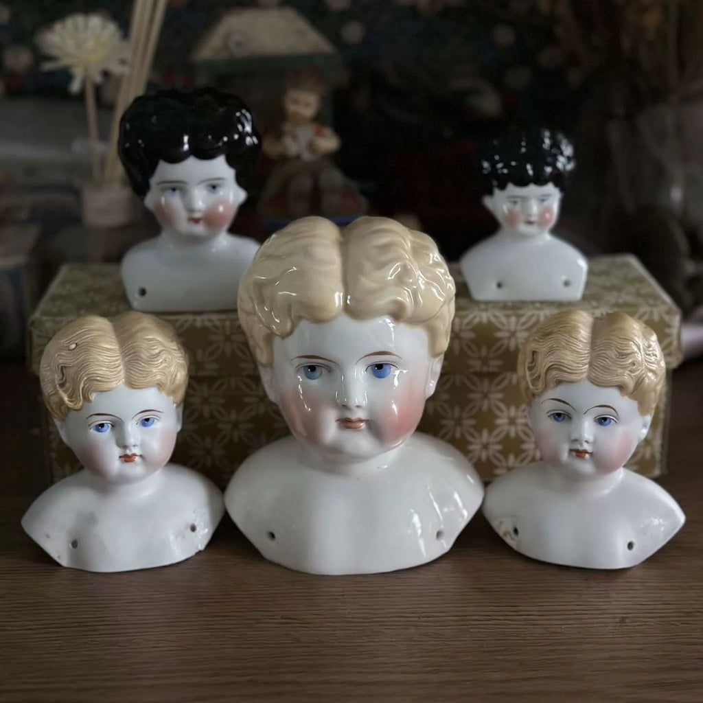 040926-doll-223 Antique German Parian Blonde Porcelain Head Doll China Doll