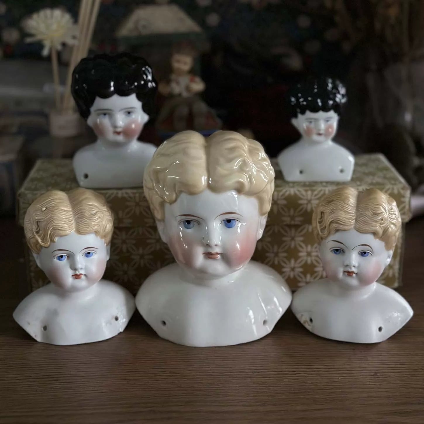040926-doll-223 Antique German Parian Blonde Porcelain Head Doll China Doll