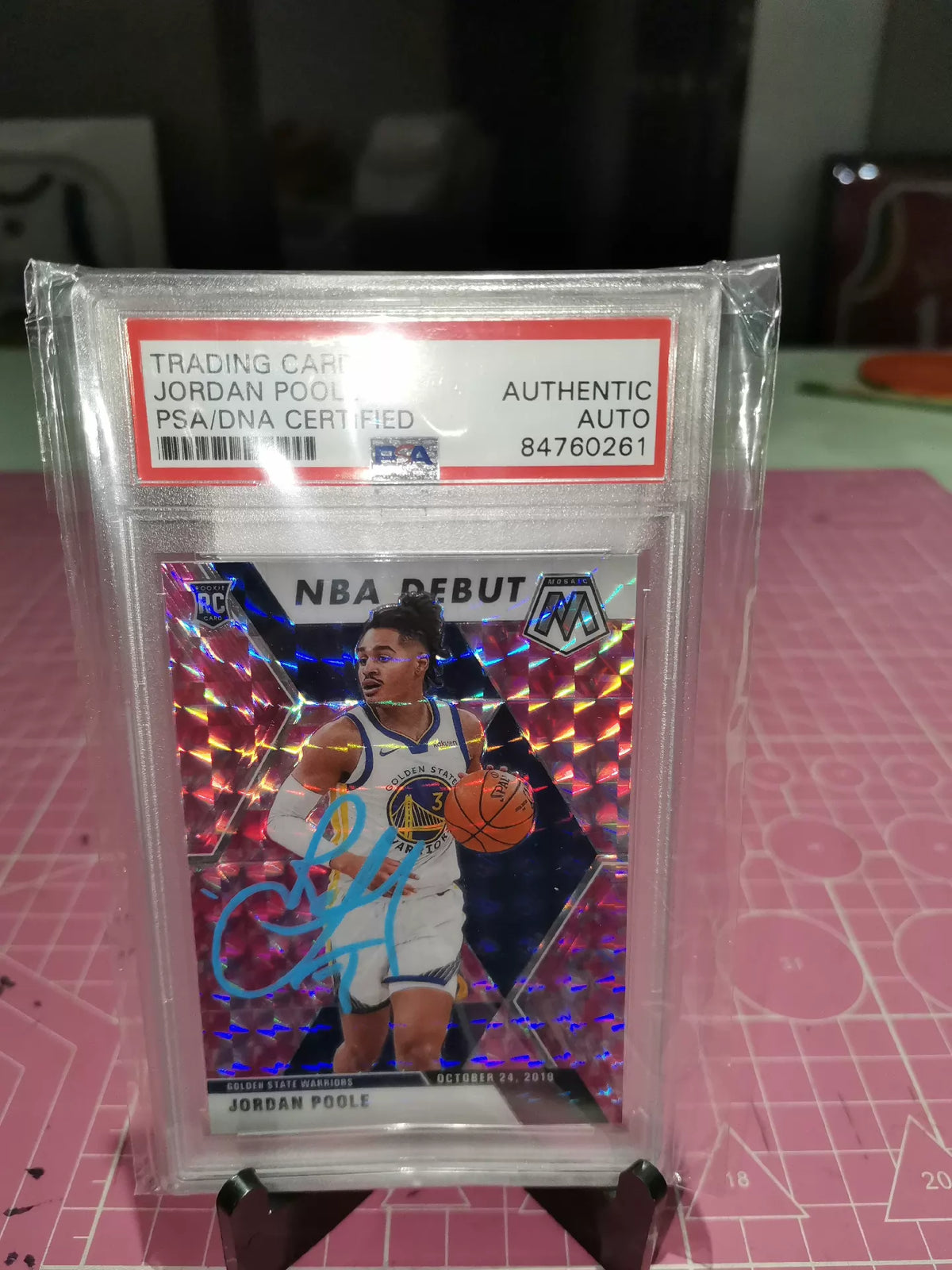 121026-toy-10 NBA Jordan Poole Signed Star Card Mosaic Blue Pencil Psa Certified