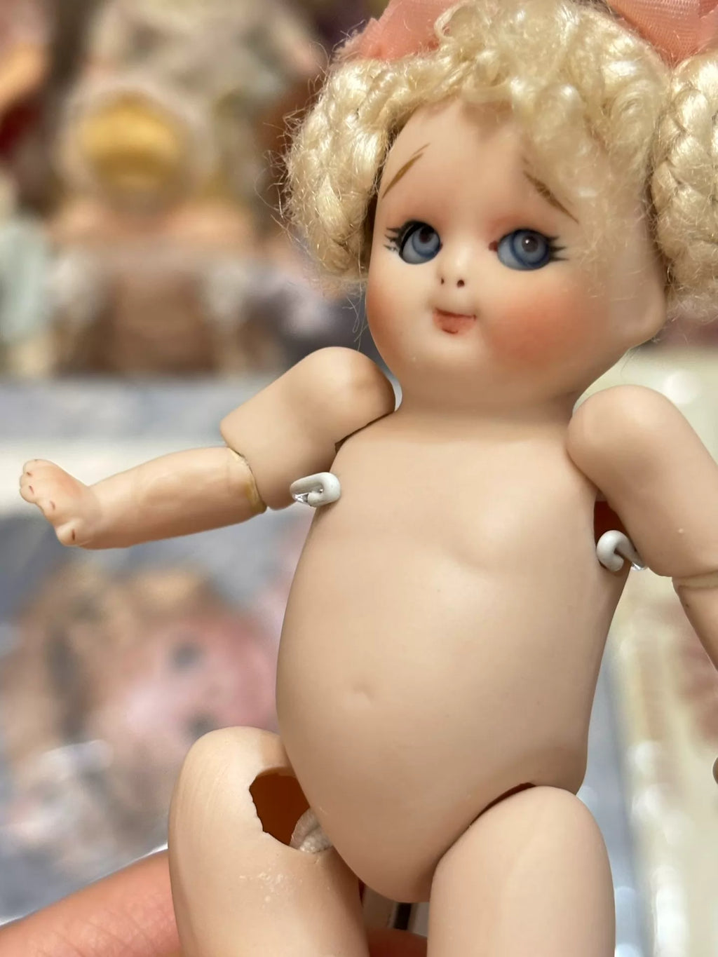 260926-toy-66 Small Size Nasal Kang Mini Full Porcelain Multi-joint Antique Doll