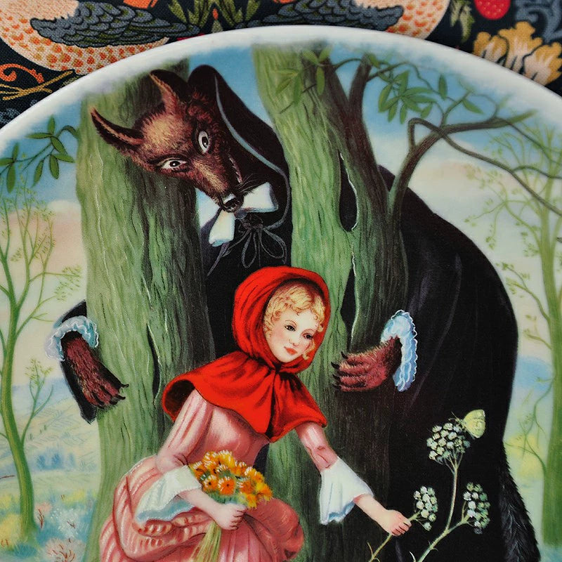 040926-doll-203 French Limoges Antique Dollhouse Decoration Limited Edition Collectible Decorative Plate Little Red Hat Theme Plate With Damaged Flaws