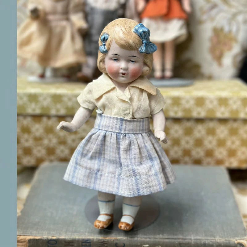 040926-doll-20 Limbach Double Bow Girl Archangel Boy Antique German Full Porcelain Articulated Body Mid Palm Treasure Puppet