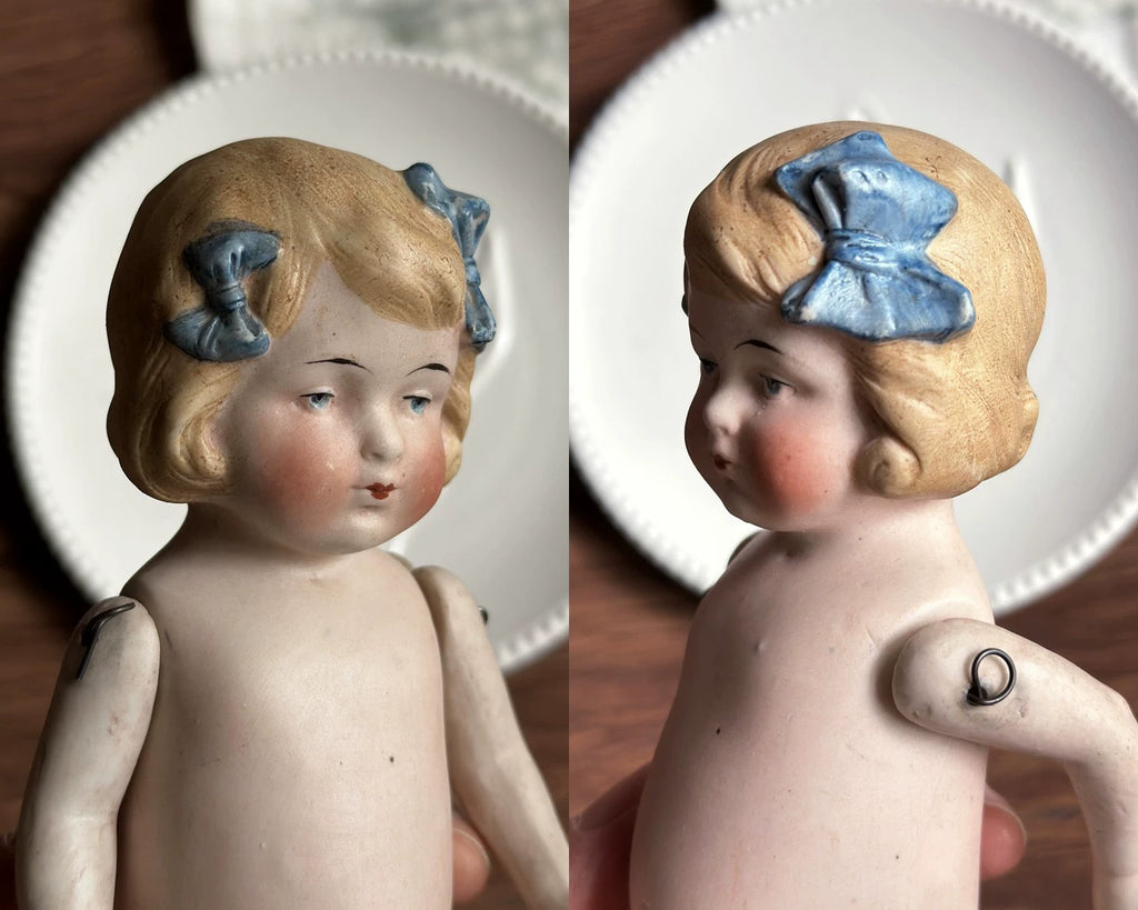 040926-doll-252 German Limbach Double Bow Girl Full Porcelain Doll