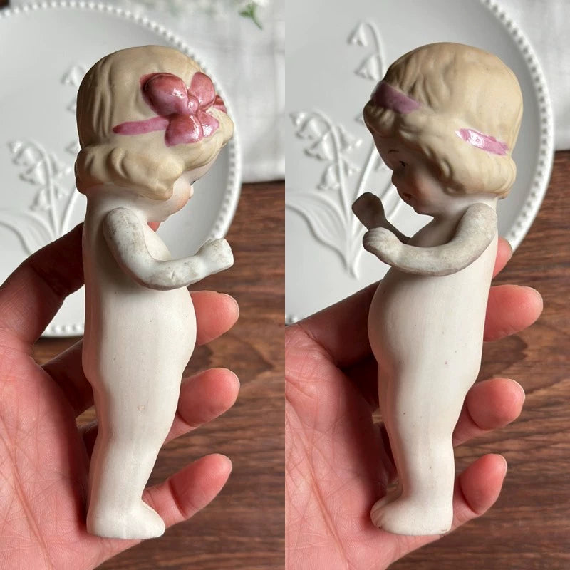 040926-doll-253 vintage Showa Charlotte Wavy Head Full Porcelain Frozen Leg Doll Made in Japan