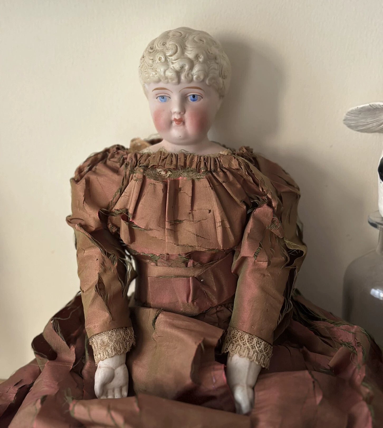 040926-doll-294 Antique German Special Hairstyle Porcelain Head Doll China Doll