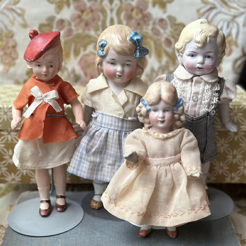 040926-doll-20 Limbach Double Bow Girl Archangel Boy Antique German Full Porcelain Articulated Body Mid Palm Treasure Puppet