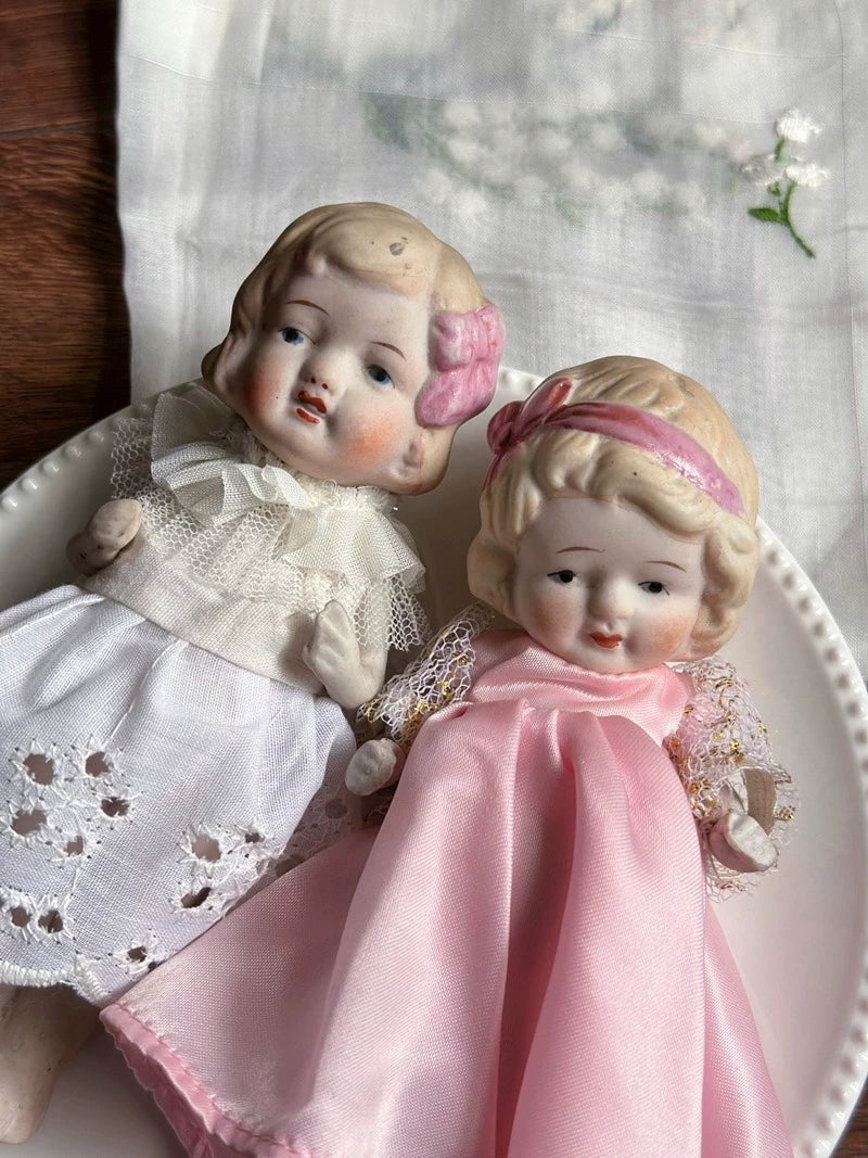 040926-doll-253 vintage Showa Charlotte Wavy Head Full Porcelain Frozen Leg Doll Made in Japan