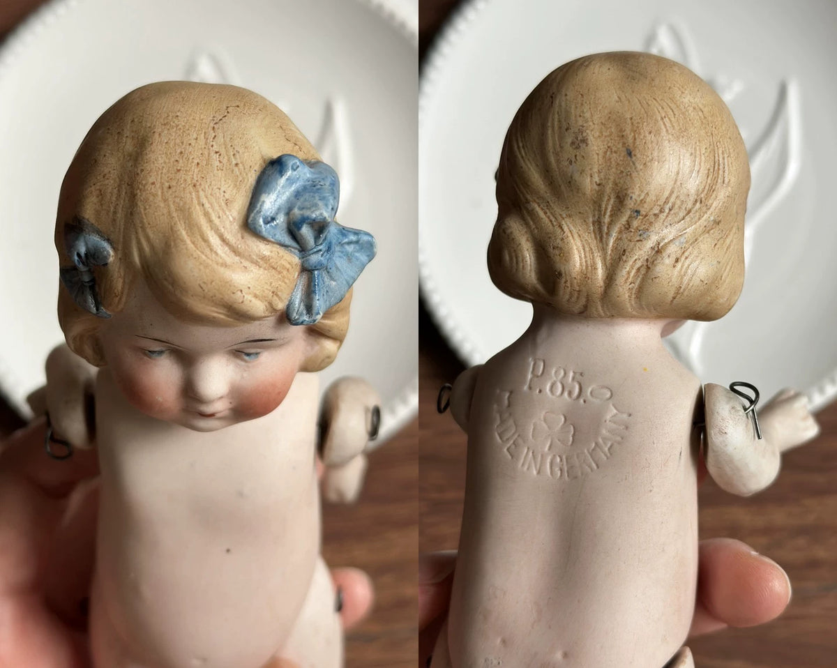 040926-doll-252 German Limbach Double Bow Girl Full Porcelain Doll