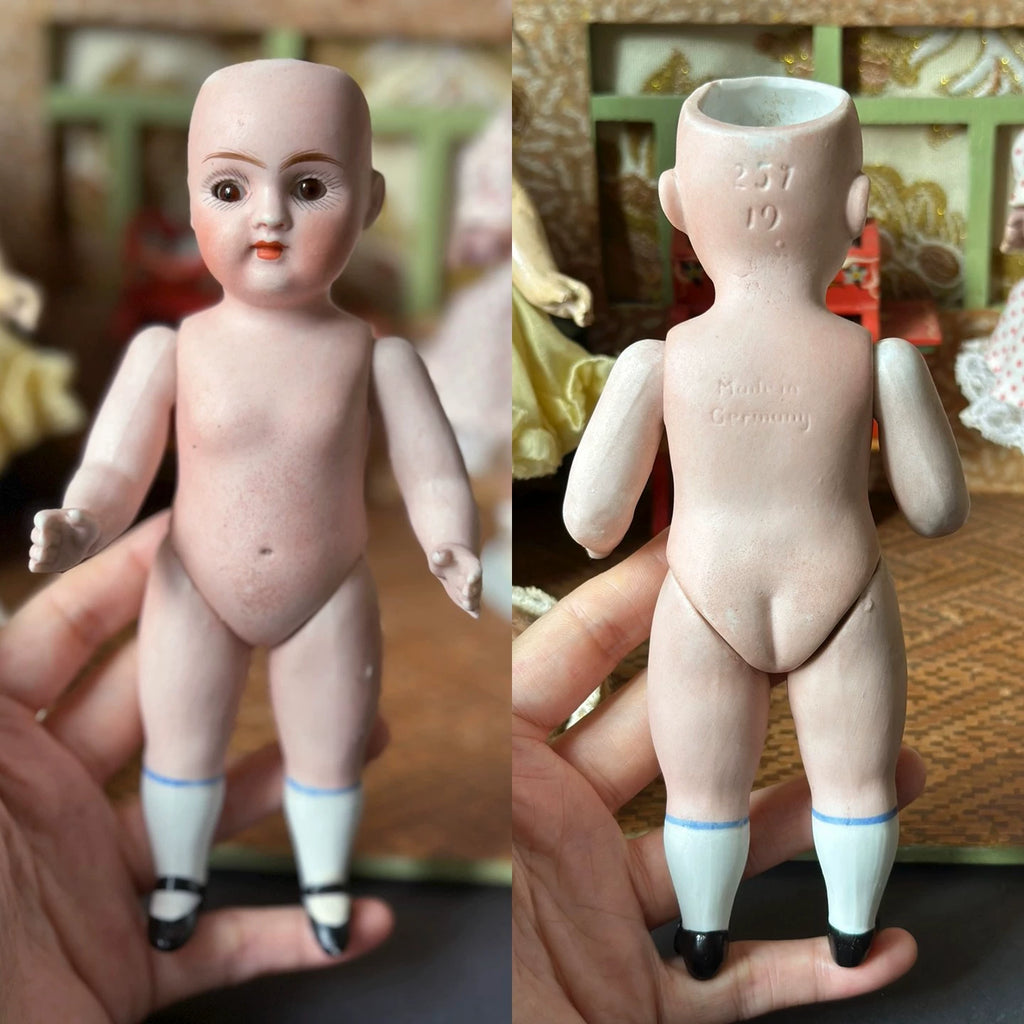 040926-doll-34 Kenster 257 Antique German Soup Doll Kestner Full Porcelain Articulated Miniature Dollhouse Puppet