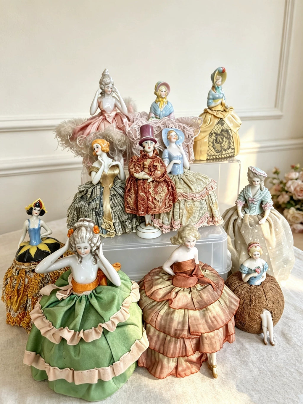 031026-toy-5 German antique half-length porcelain doll with pin insert and storage