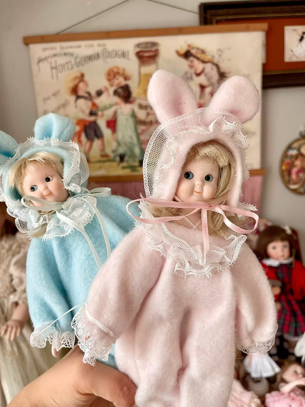 210926-toy-57 pair of rabbit-shaped antique porcelain dolls about 21cm tall