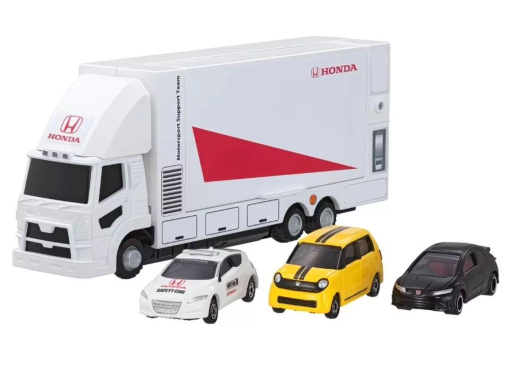 210926-toy-7 Tomica Tomy Domeka Honda Racing Vehicle Transport Truck Set 939962 Brand New