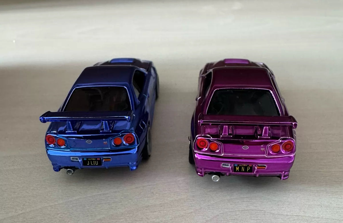 300926-toy-36 Hot Wheels RLC Nissan gtr R34 1/64 alloy model Classic electroplated blue purple colo