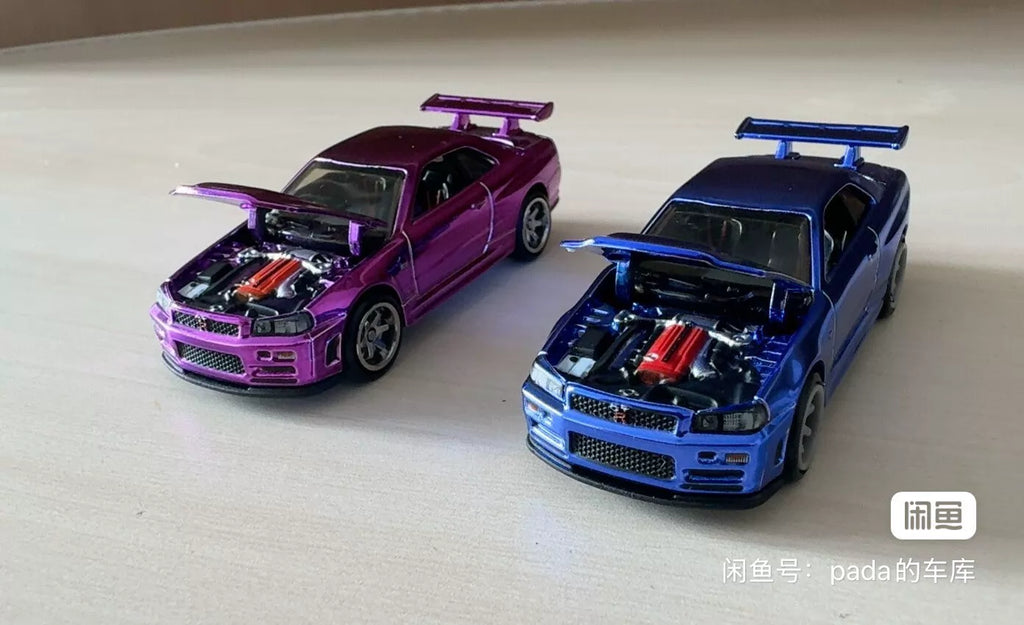 300926-toy-36 Hot Wheels RLC Nissan gtr R34 1/64 alloy model Classic electroplated blue purple colo