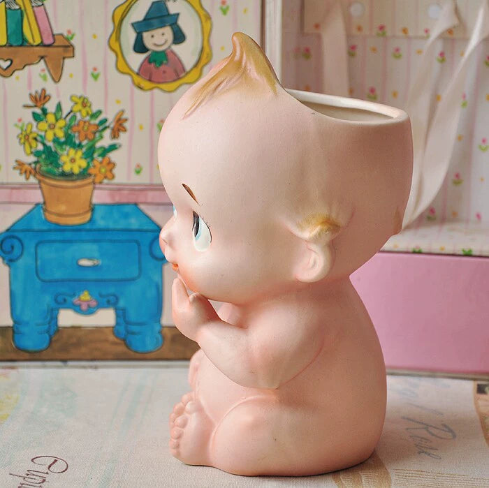 040926-doll-229 Antique Ceramic Vase Kewpie Doll Flower Vase Made in Japan