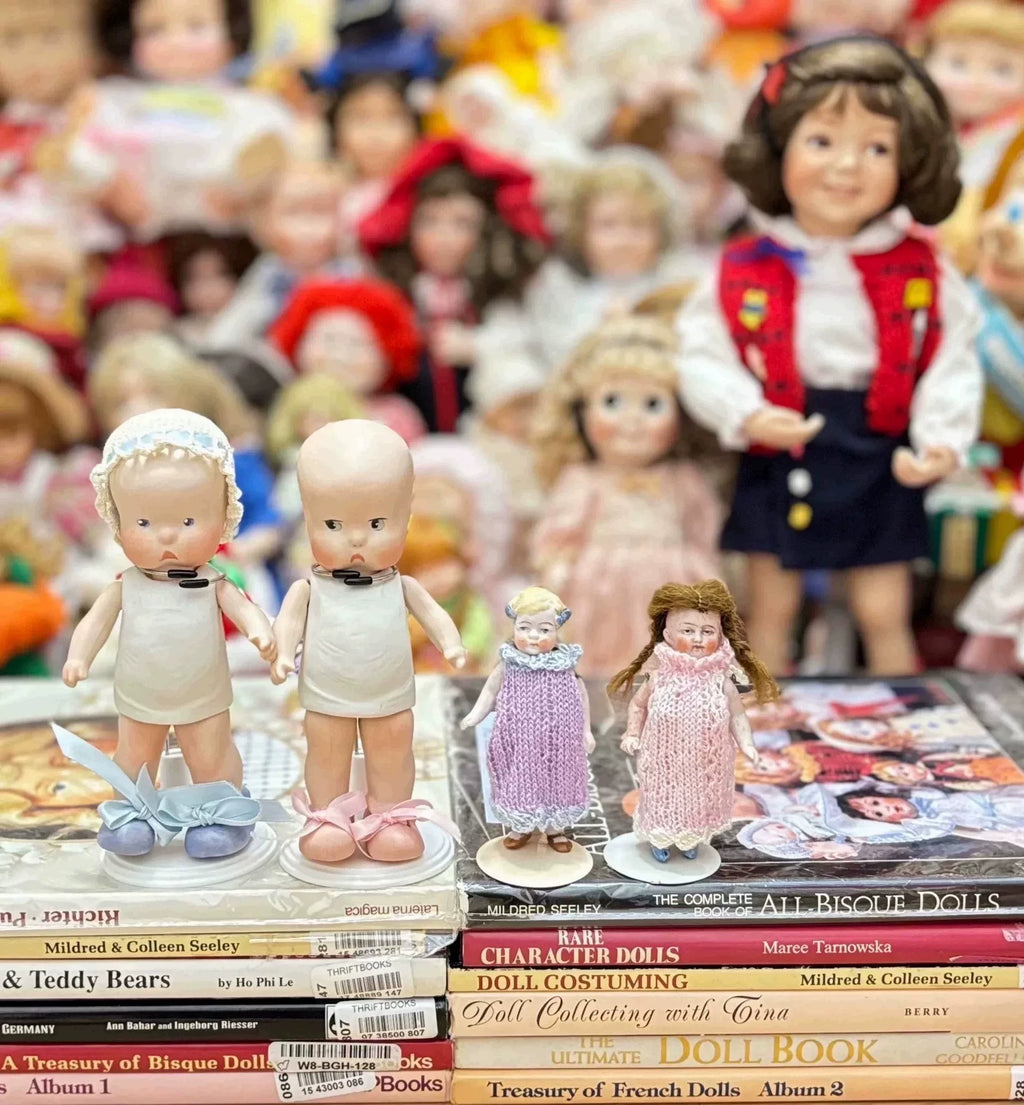 210926-toy-63 German bisque doll small cross-eyed ceramic antique mini all-ceramic